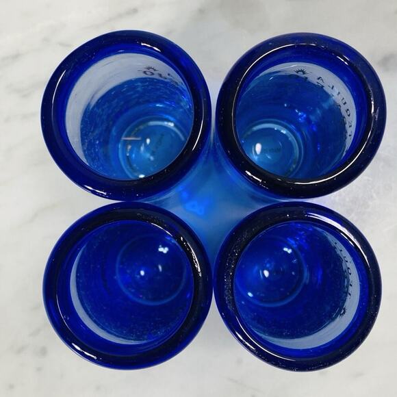 Set (4) CORRALEJO Tequila 4" Double Shot Glass 2 oz Cobalt Blue Ombré NEW - Picture 2 of 6
